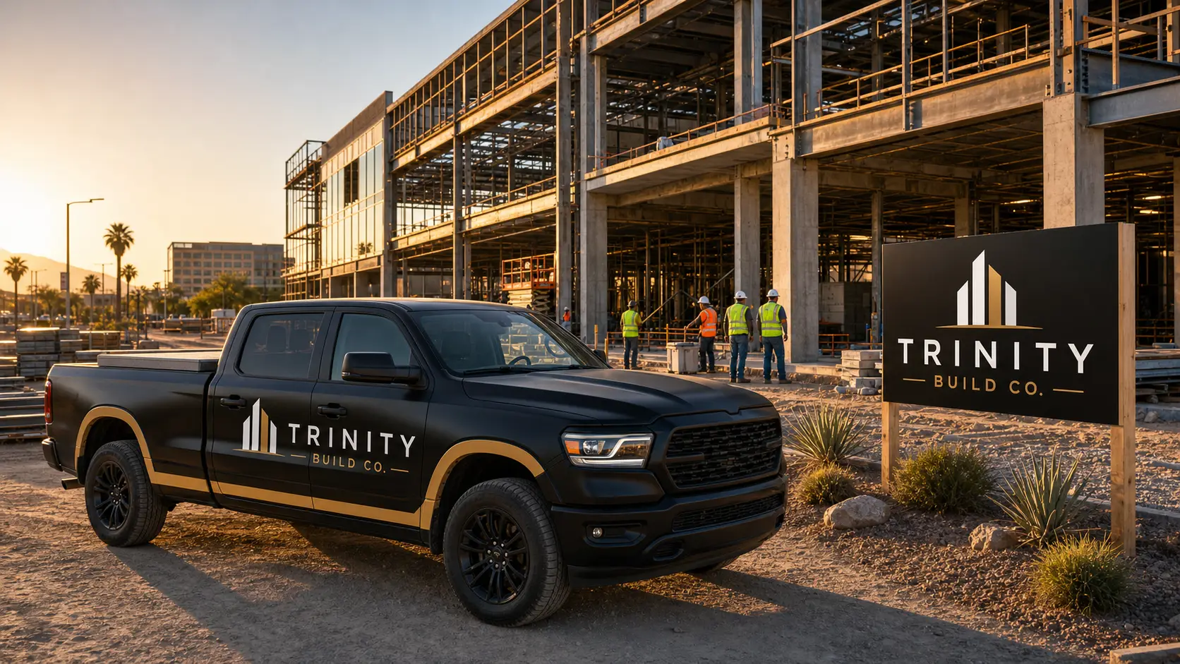 Construction truck at a commercial jobsite