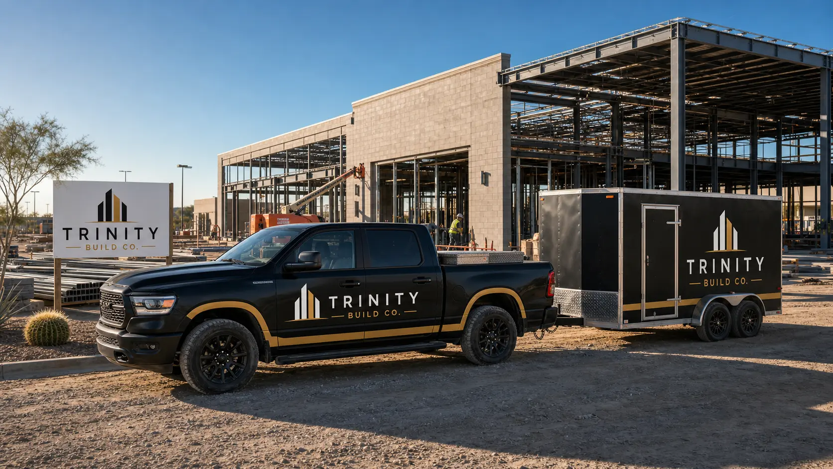 Construction vehicles and tool trailer