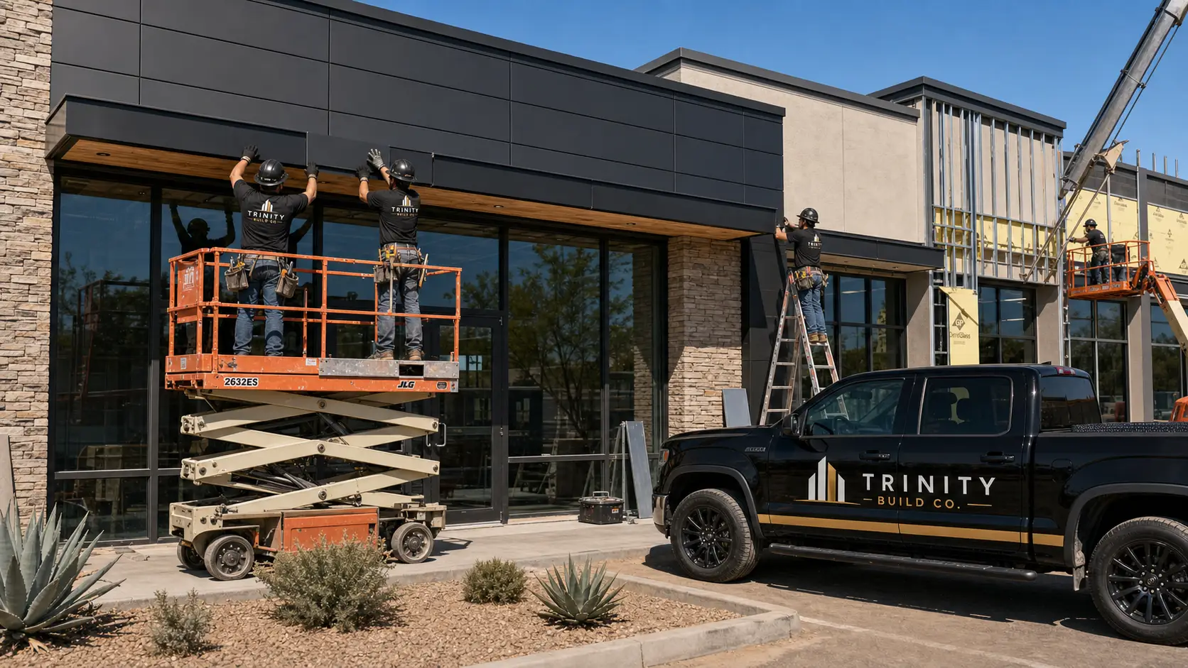 Commercial facade installation