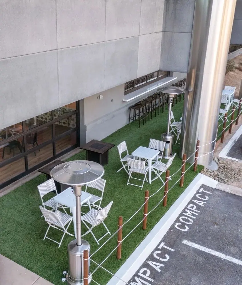 Outdoor gathering courtyard at Illuminate Community Church